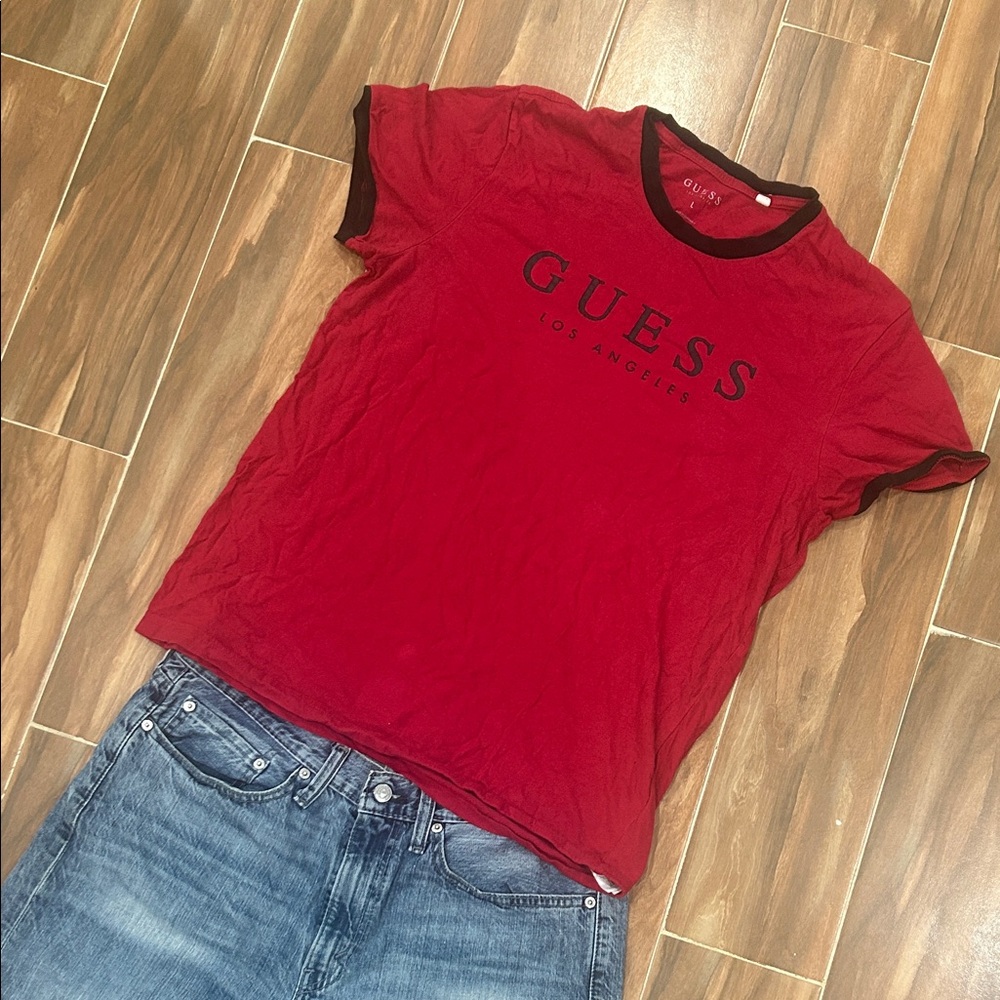Guess Red Tee with Black Accents
